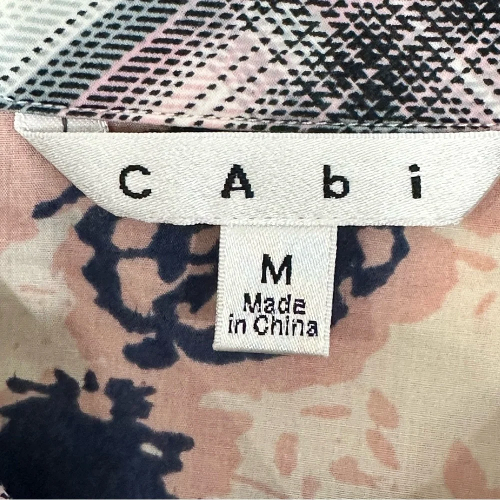 Cabi plaid floral button down shirt pink blue cotton - Picture 3 of 5